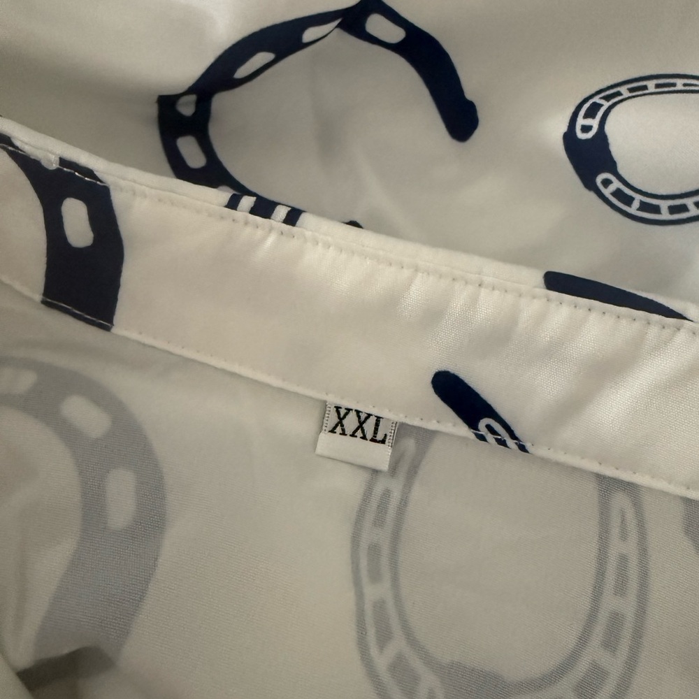 White and Blue Horseshoe Print Women’s Shirt - Picture 5 of 7